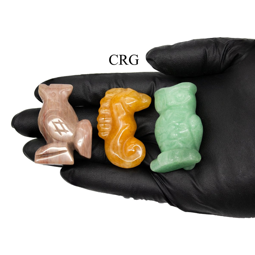 10 PIECE SET - Crystal Zoo! Assorted Crystal Animal Carvings / 2" Avg