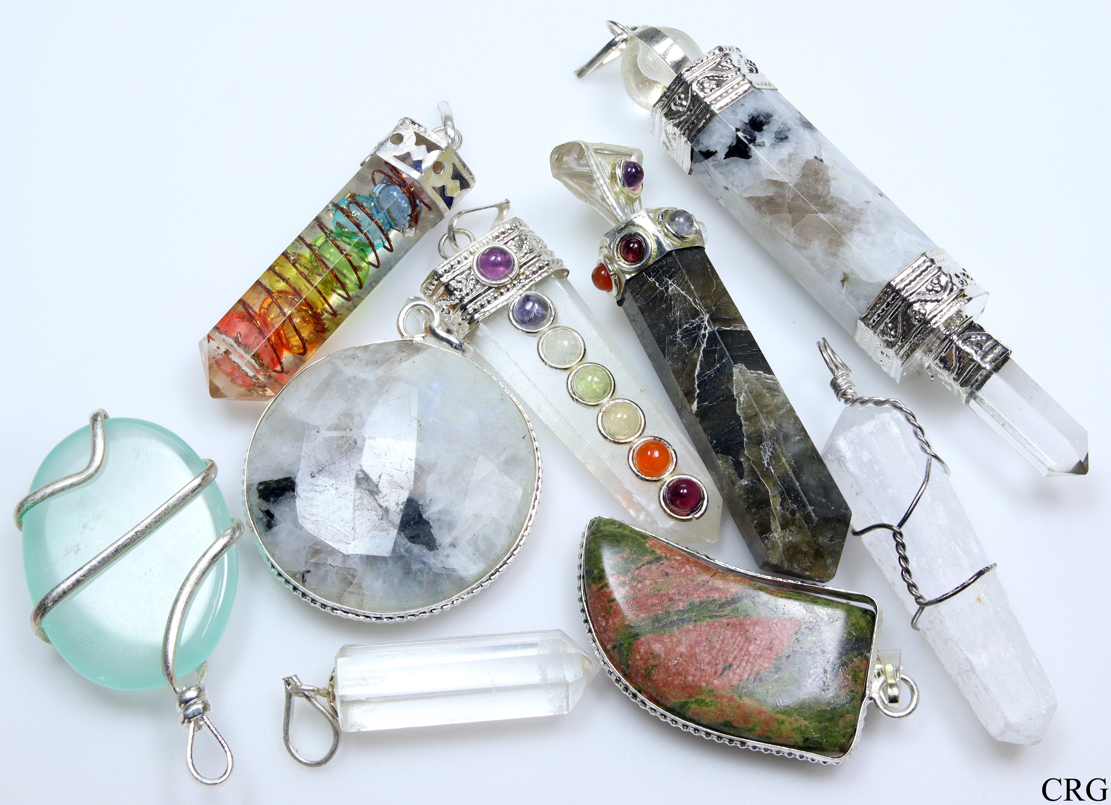 Assorted Gemstone Pendants Gold Plated (20 Pieces) (INJD)