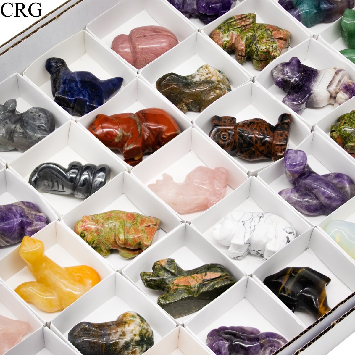35 Piece Flat - Zoo Flat - Mixed Crystal Animal Carvings - 2"