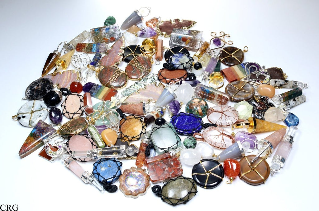 50 PC - Assorted Gemstone Pendants / Gold Plated (INJD)