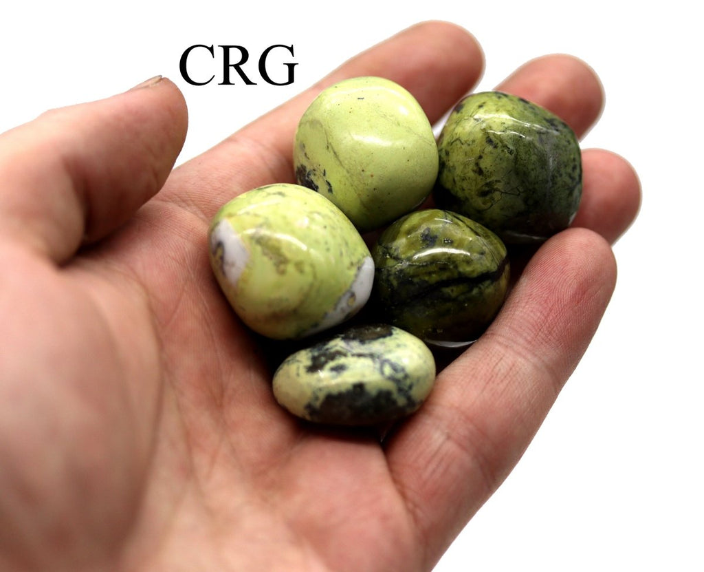 8 OZ LOT - Peru Green Serpentine Tumbled / 25-35 MM AVG