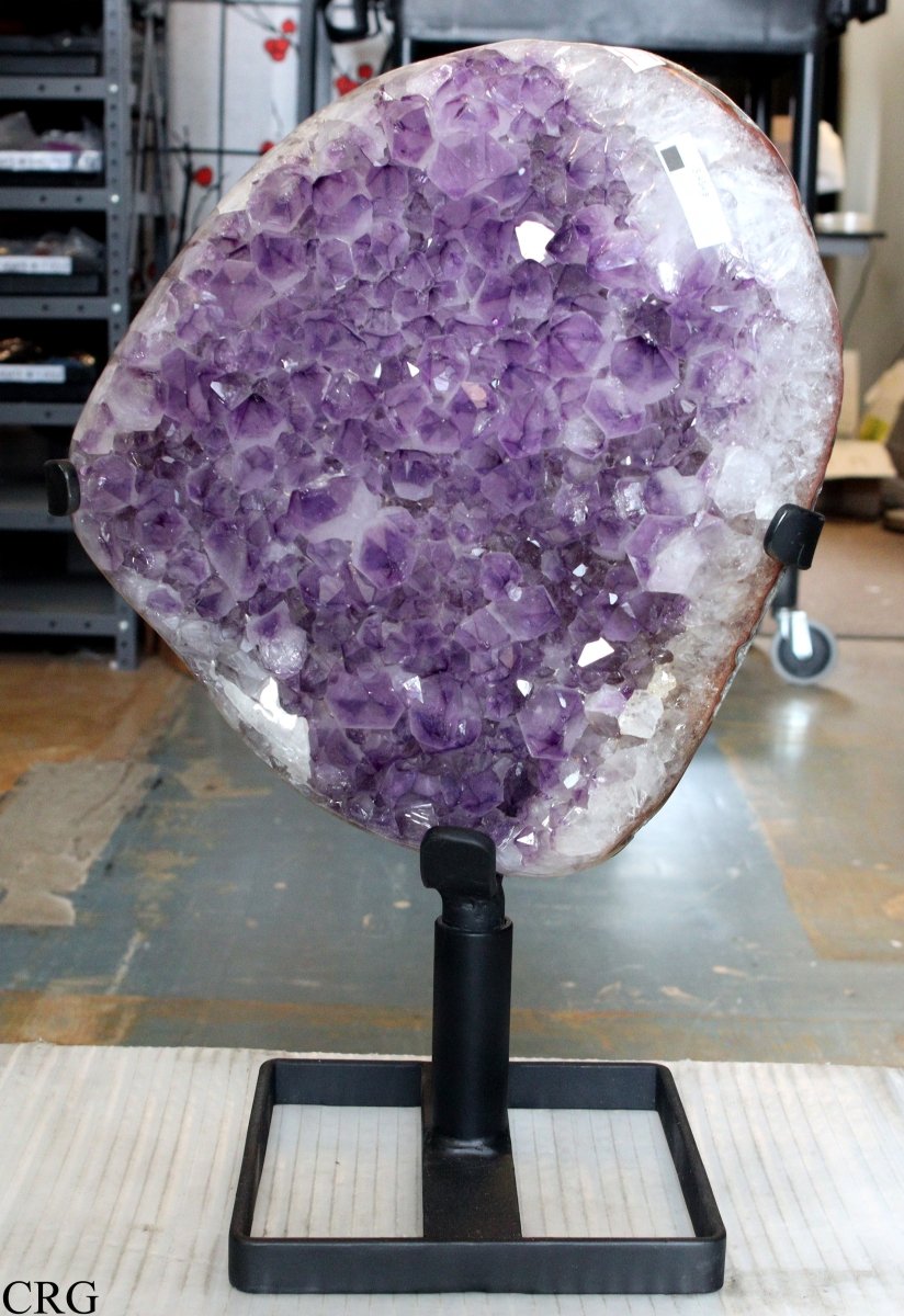 BIG 8-10 KILO Amethyst Geode Cluster on Metal Stand 14-16" tall