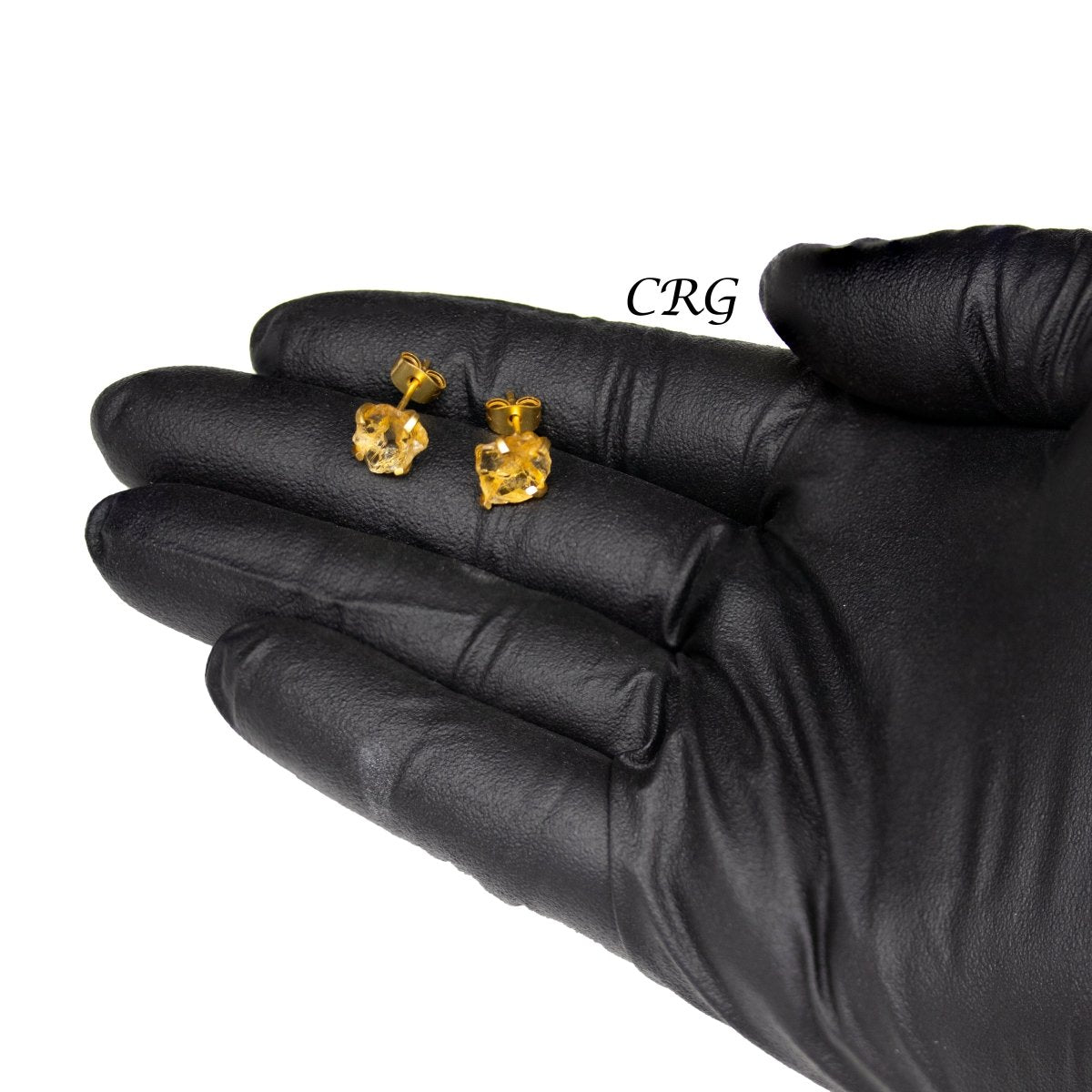 Raw Citrine Stud Earrings with Gold Plating / 6mm AVG - 1 PAIR