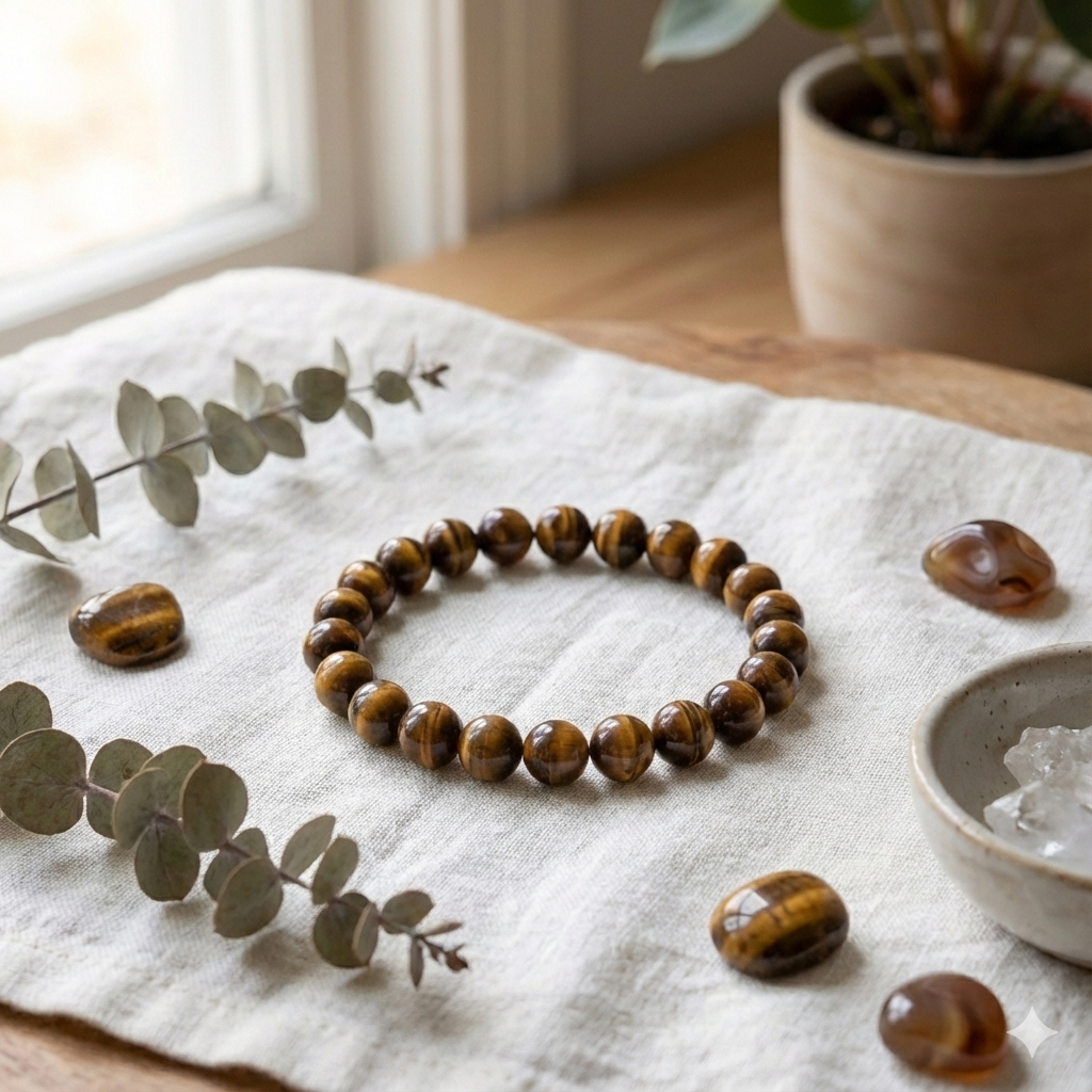 Tiger's Eye Tumbled Bead Stretch Bracelet (8mm) (INJD)