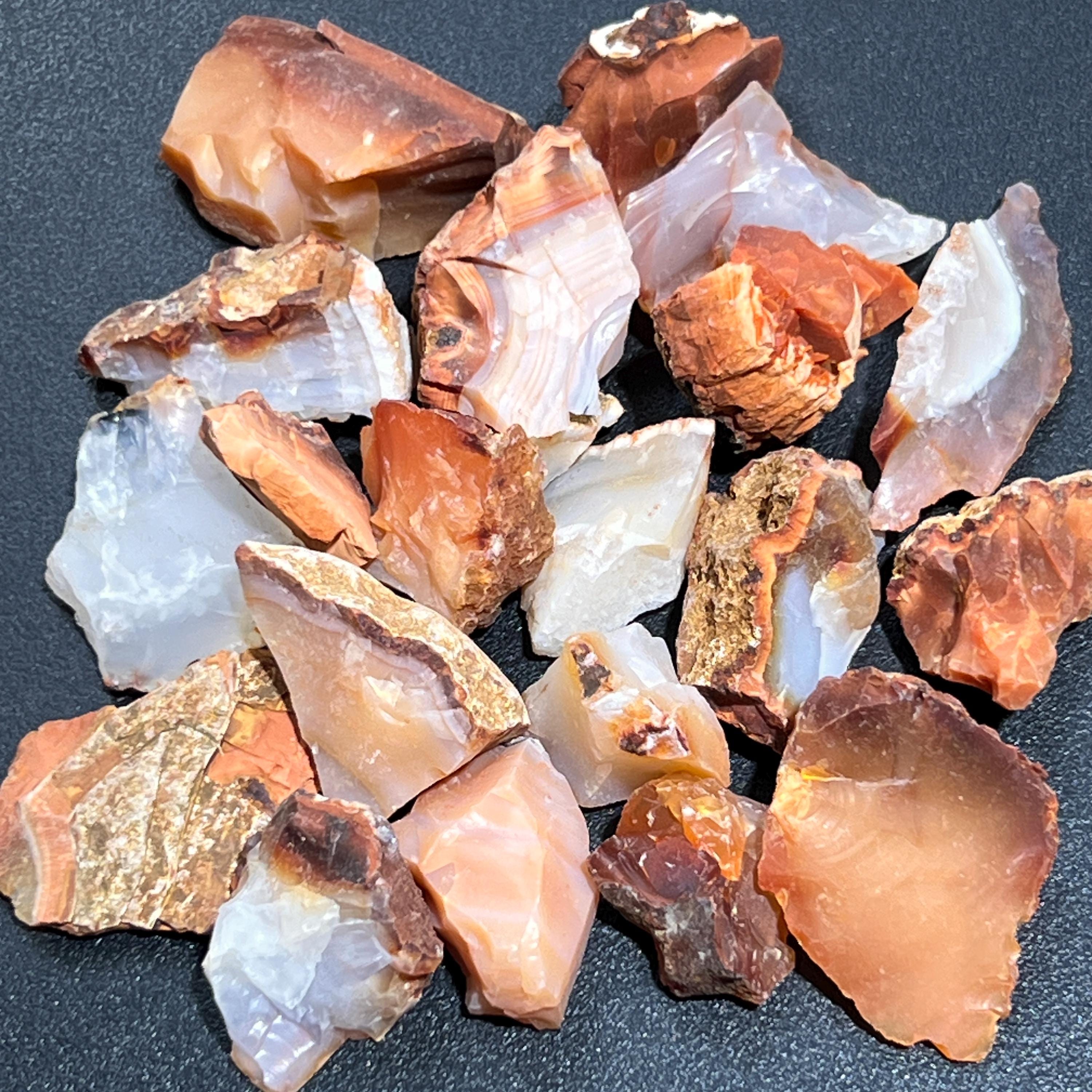 Red White Mixed Carnelian Agate Crystal Rough Raw Stones (By The Piece or Pound)
