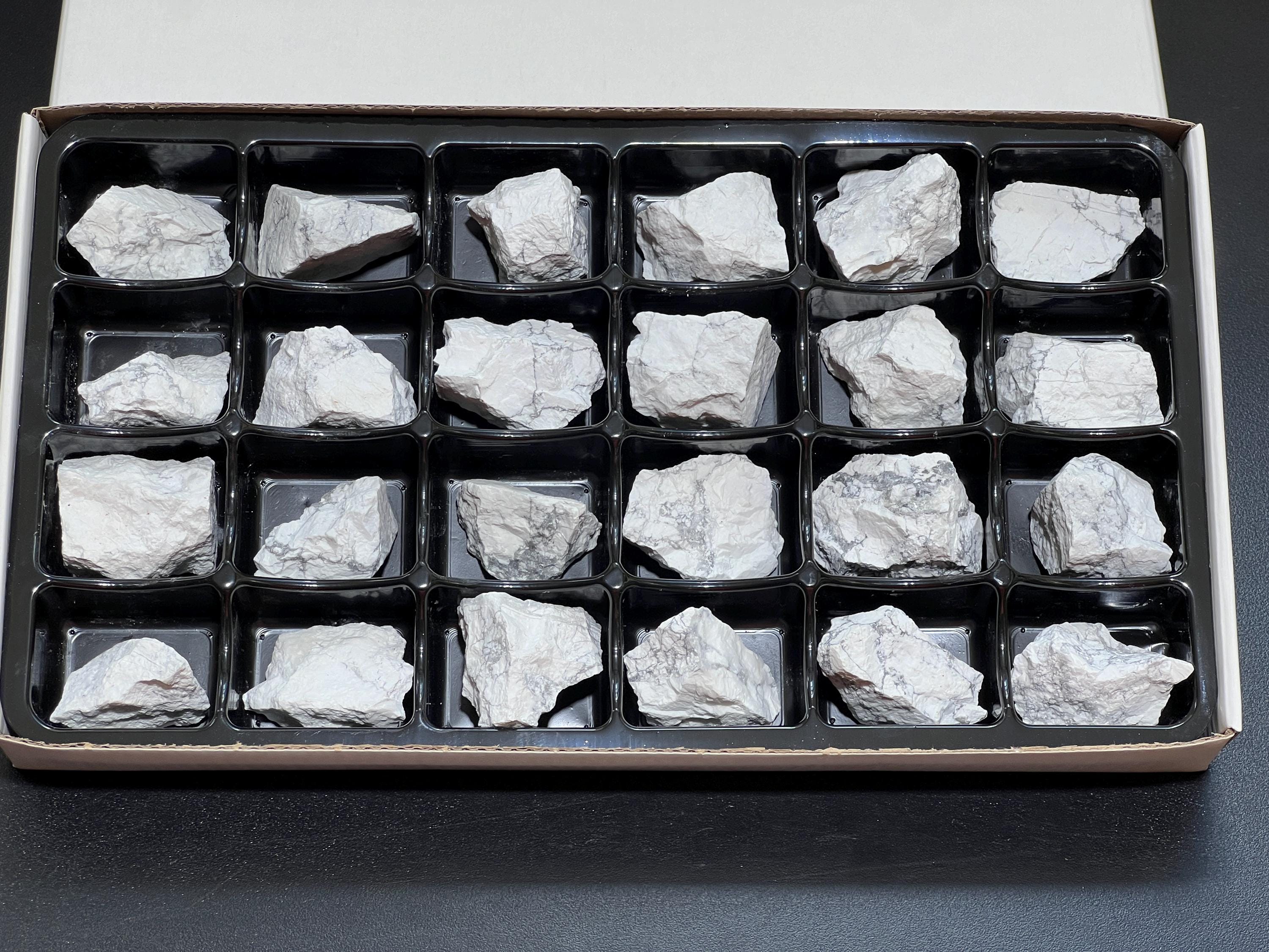 White Howlite Rough Raw Stones (24 Pcs) Boxed Flat