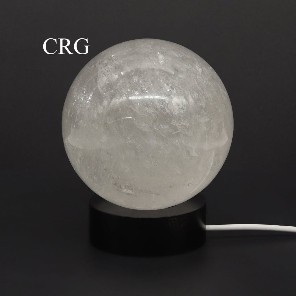 Black Round Wooden Color Changing Light Display Base with USB Port (1 Piece) Size 2.5 Inches Lamp