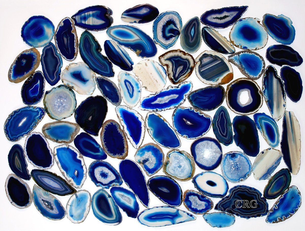 Blue Agate Slice (Size #0) (2 to 3 inches) Grade A Brazilian Agate Geode Slice
