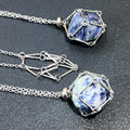 Crystal Gem Holder Necklace Pendant Set (24 Inch Stainless Steel Chain Cage) Interchangeable Jewelry Supply
