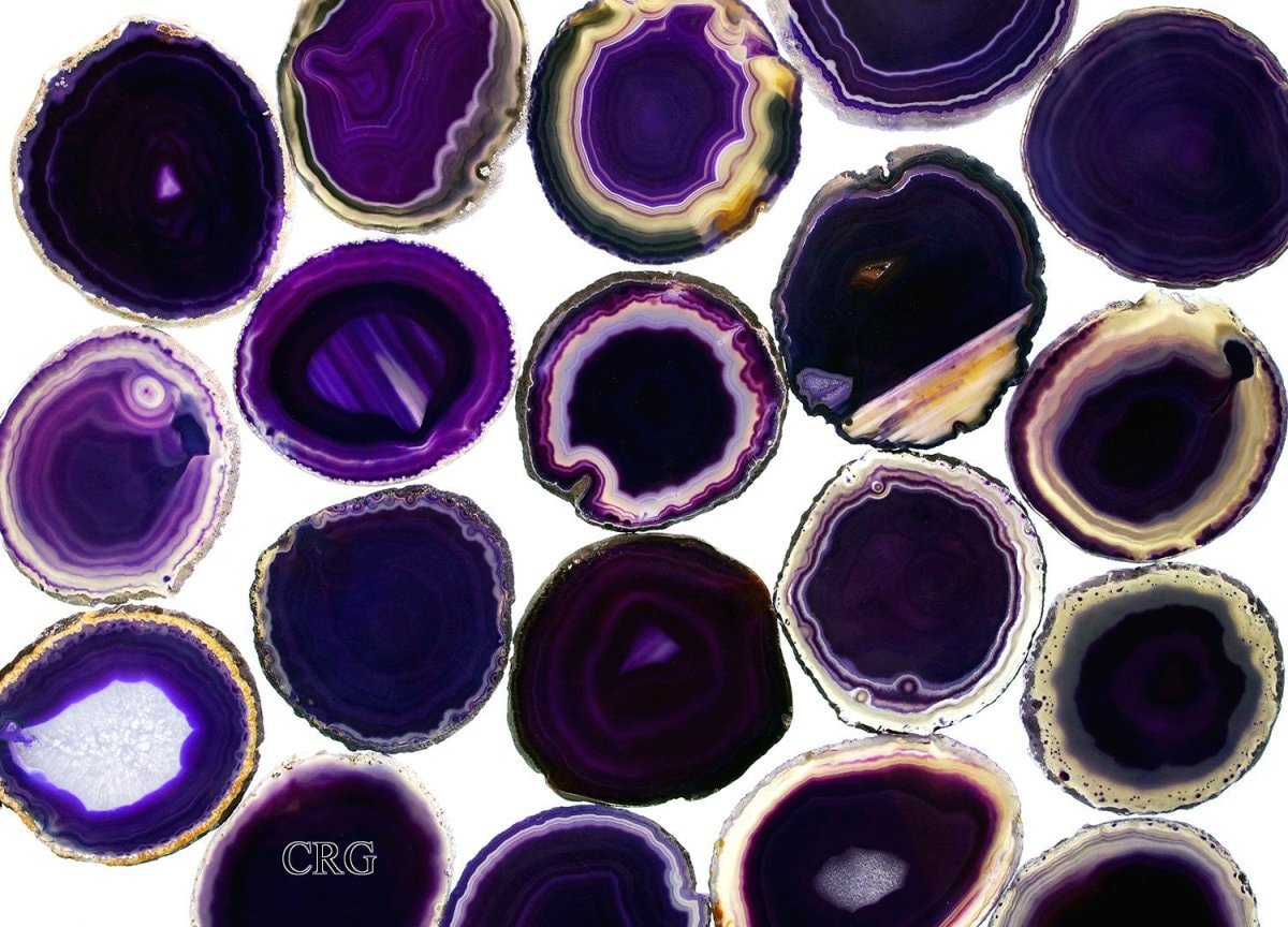 Purple Agate Slice Size #4 (4 To 4.5 Inches) (1 Piece)