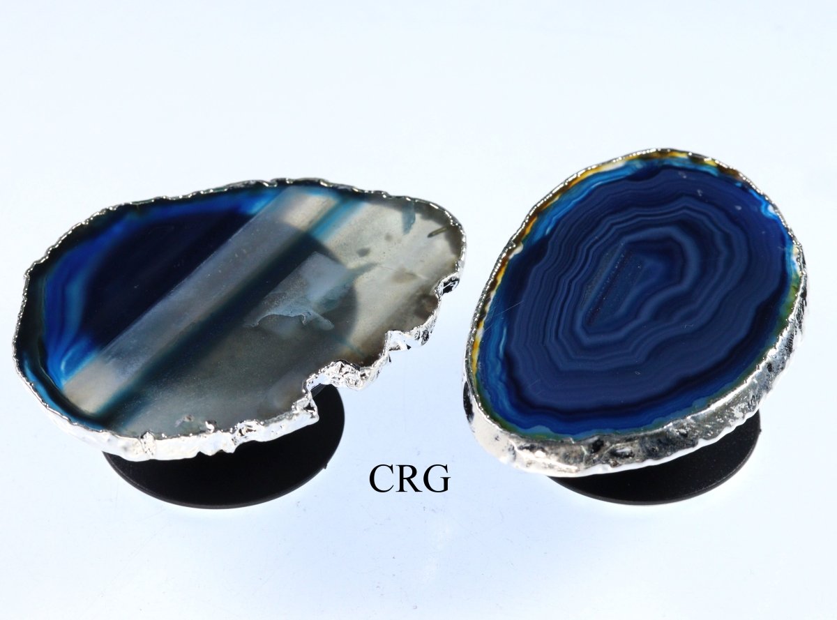 LOT OF 4 - Freeform Silver Plated BLUE Agate Phone Grip