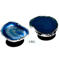 LOT OF 4 - Freeform Silver Plated TEAL Agate Phone Grip