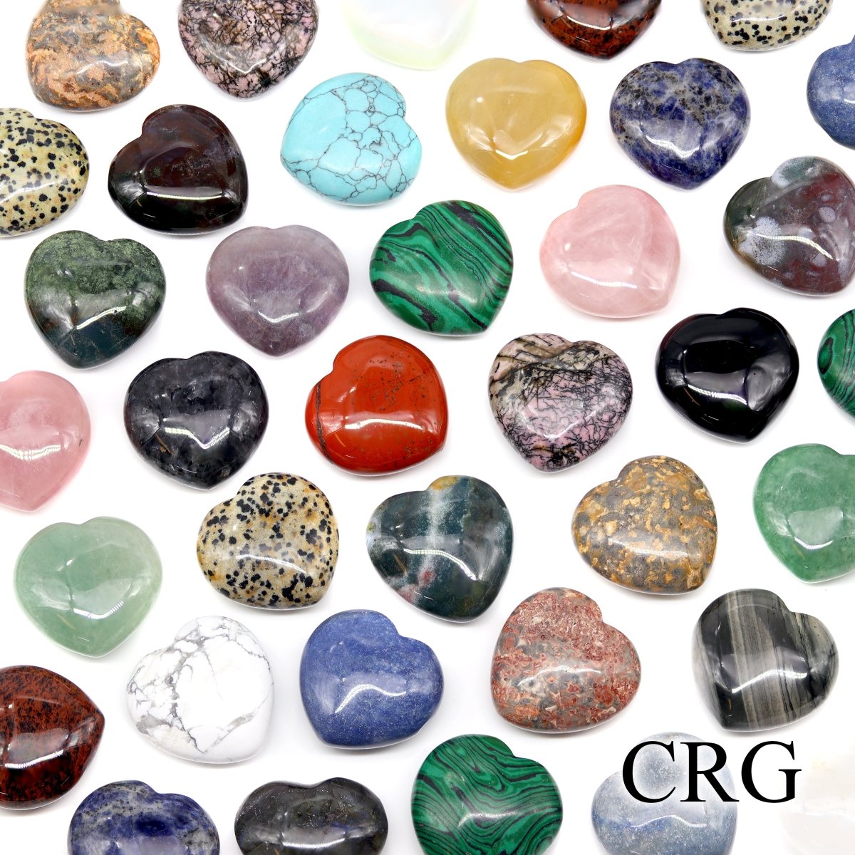 Mixed Gemstone Pocket Hearts 30mm (12 Pieces)