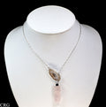Oco Geode Necklace with Rose Quartz Point and Silver Plating (24 Inches) (1 Piece)