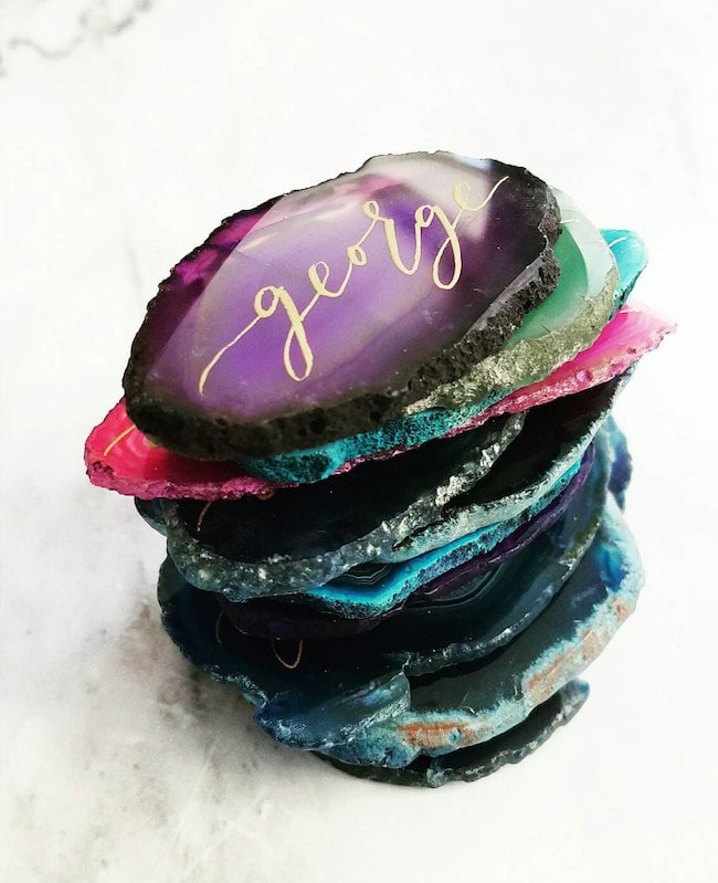 Pink Agate Slice 2.5 "- 3.5 " Size #1 Blank (Best For Escort Name Cards)