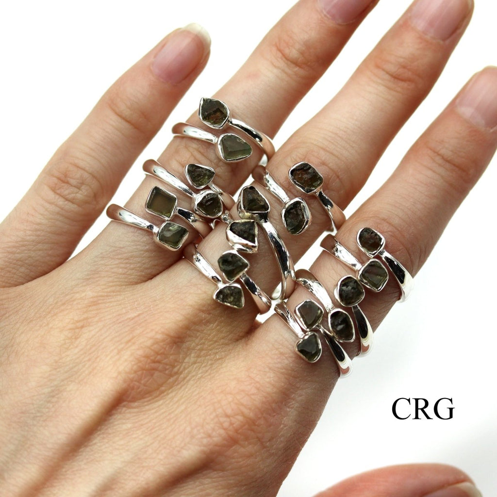 QTY 1 - 925 Sterling Silver Moldavite Rings / ADJUSTABLE