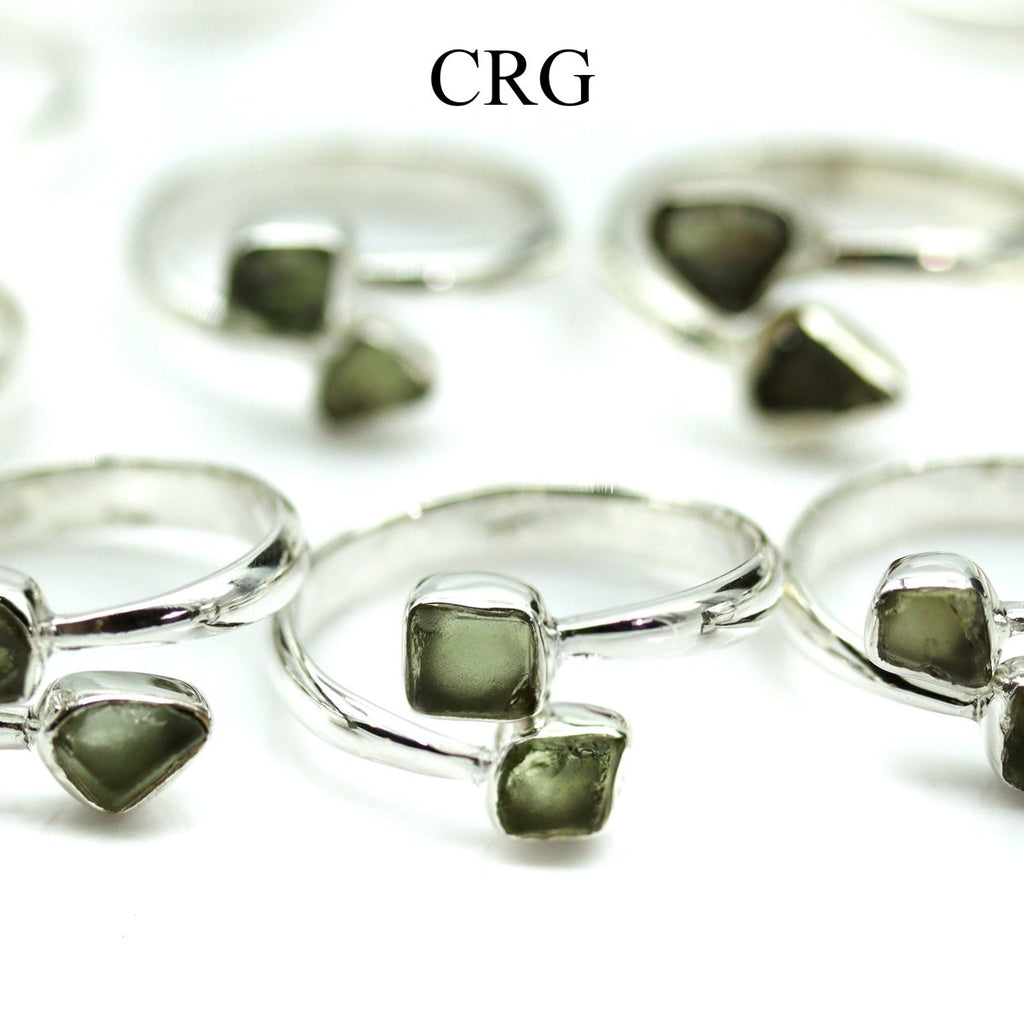 QTY 1 - 925 Sterling Silver Moldavite Rings / ADJUSTABLE