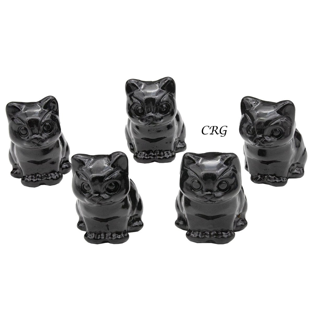 Qty 1 Black Obsidian Cat Purrfectly Carved