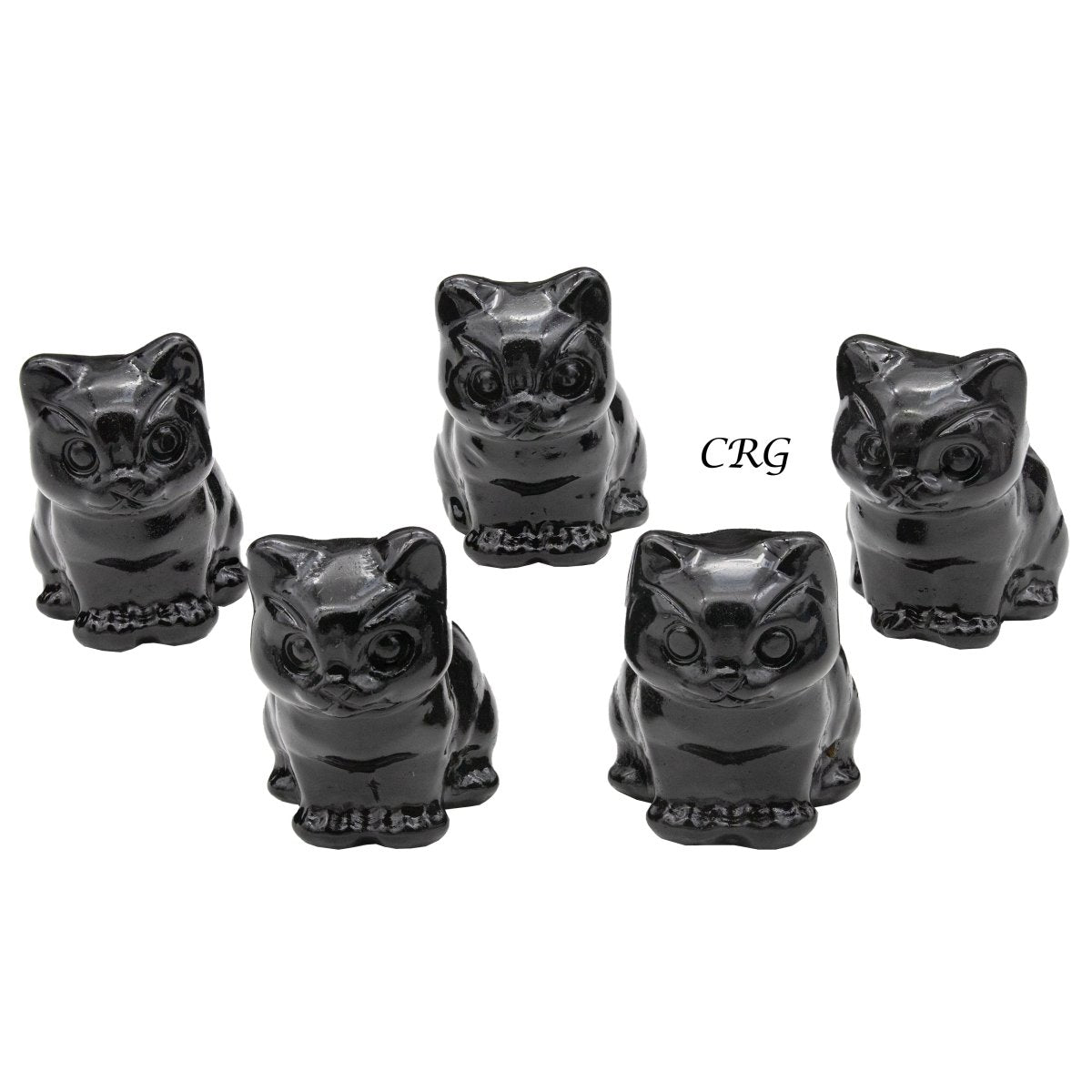 Qty 1 Black Obsidian Cat Purrfectly Carved