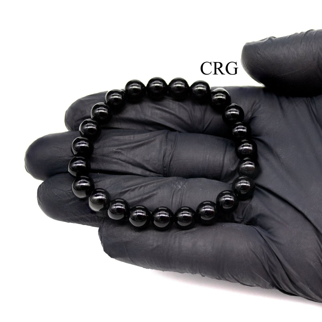QTY 1 - Black Onyx Stretch Bracelet / 8 mm Round Beads