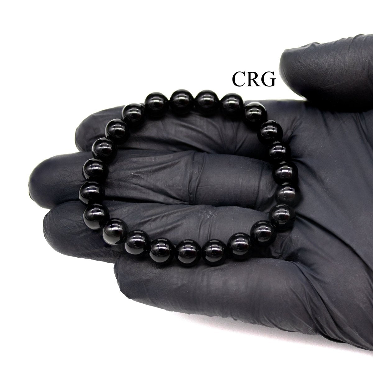 QTY 1 - Black Onyx Stretch Bracelet / 8 mm Round Beads