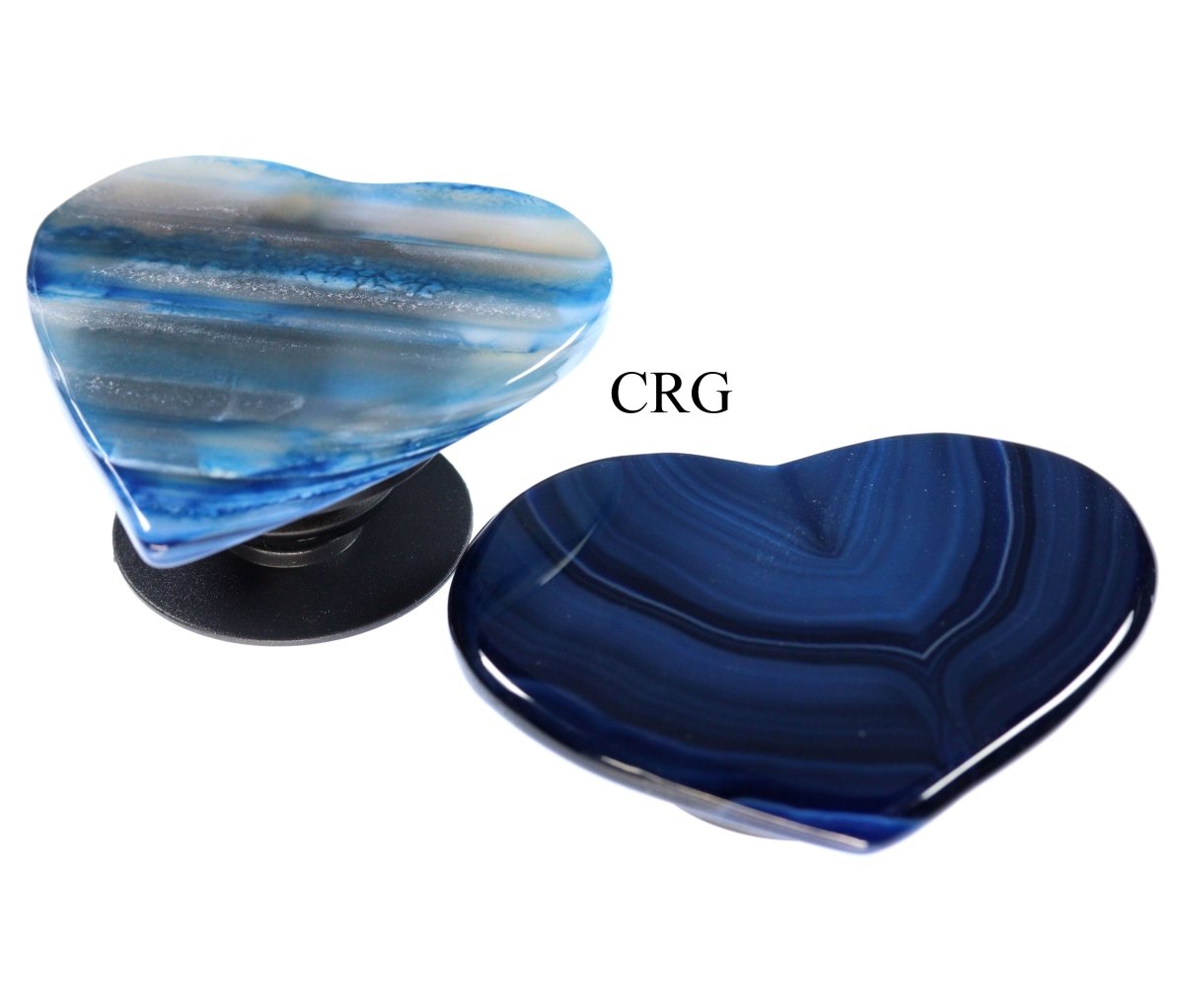 QTY 1 - Blue Agate Slice Heart Phone Grip / 2-3" AVG