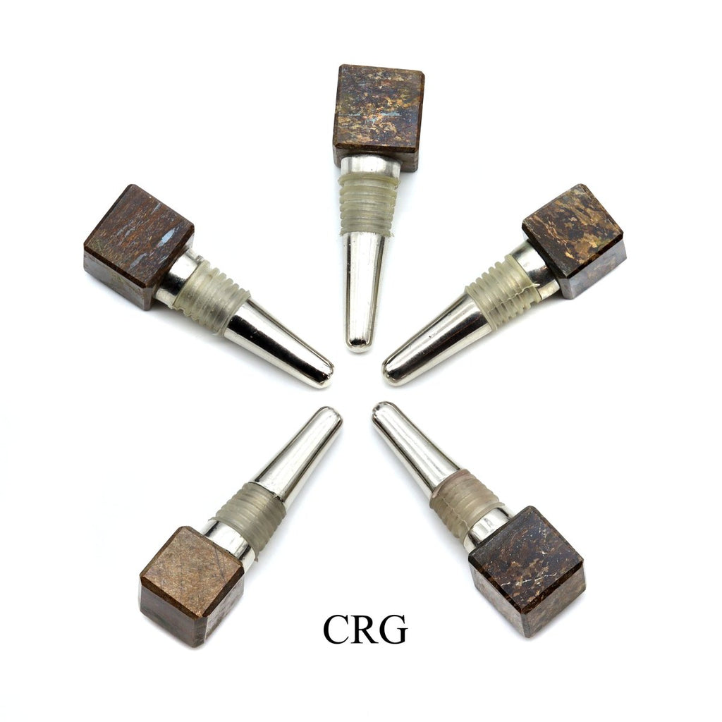 QTY 1 - Bronzite Gemstone Cube Bottle Stopper / 1" AVG