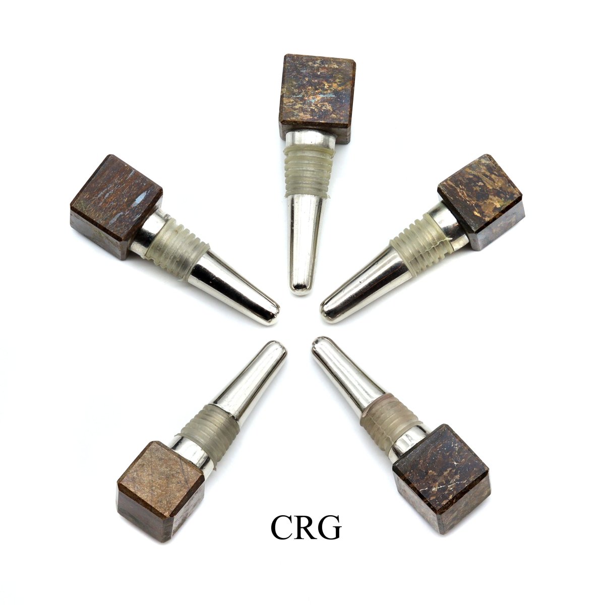 QTY 1 - Bronzite Gemstone Cube Bottle Stopper / 1" AVG