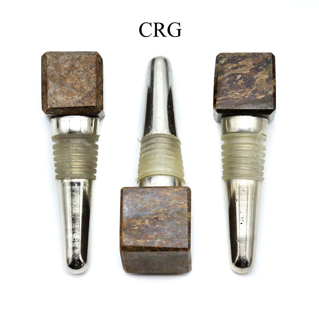 QTY 1 - Bronzite Gemstone Cube Bottle Stopper / 1" AVG