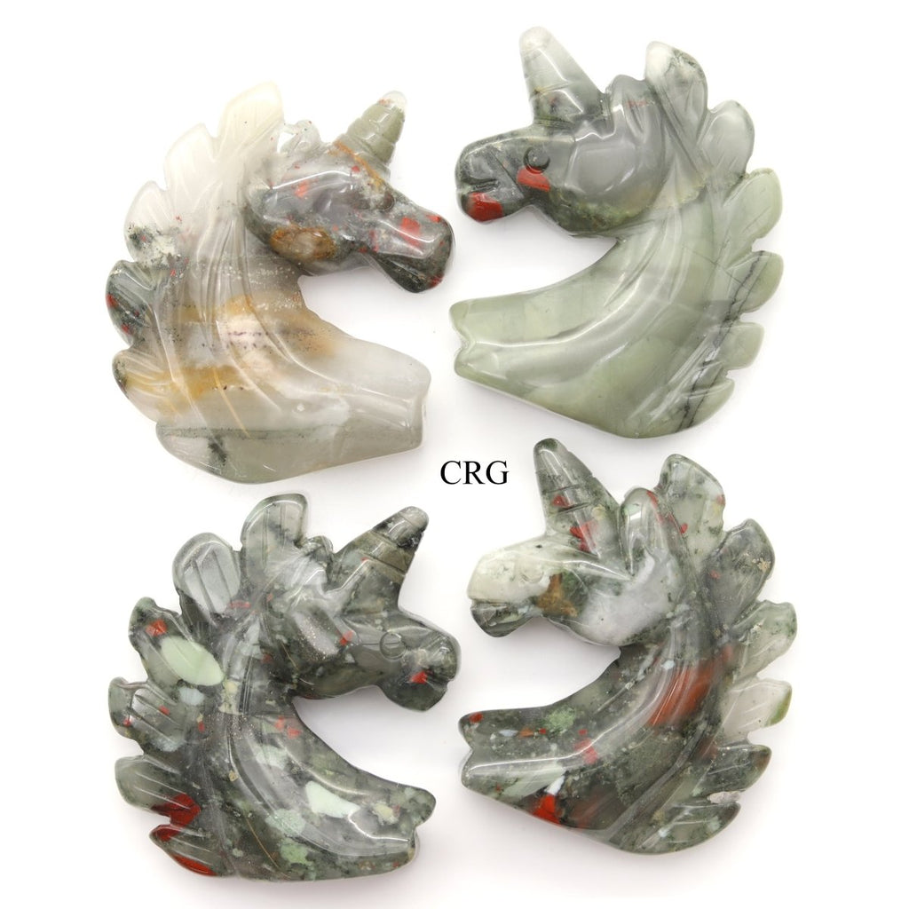 QTY 1 - Dragon's Blood Jasper Gemstone Unicorn / 2" AVG