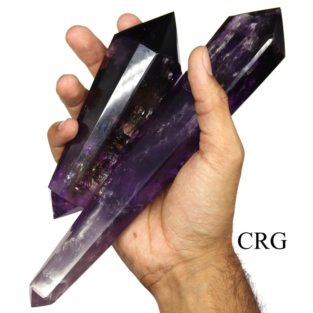QTY 1 - Fully Polished Extra Quality Amethyst Double Terminated Wand (200 - 400 GRAMS) avg