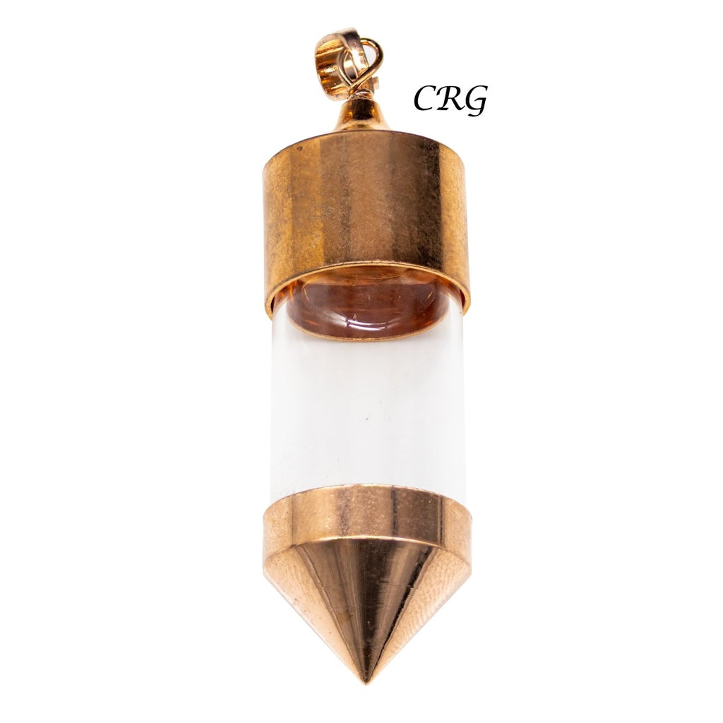 QTY 1 - Glass Bottle Pendant w/ Copper Ends