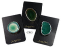 QTY 1 - Green Agate Freeform Phone Grip w/ Silver Plating
