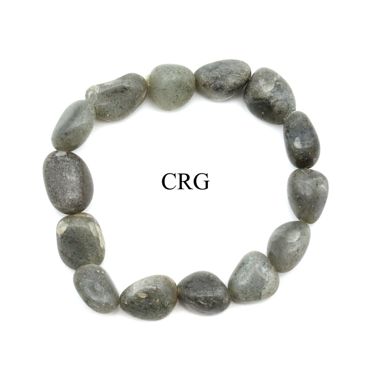 QTY 1 - Grey Aventurine Tumbled Bead Stretch Bracelet / 10-15mm AVG
