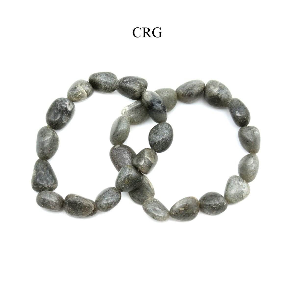QTY 1 - Grey Aventurine Tumbled Bead Stretch Bracelet / 10-15mm AVG