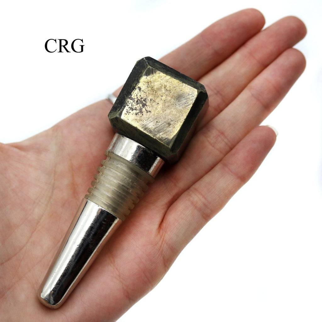 QTY 1 - Iron Pyrite Gemstone Cube Bottle Stopper / 4" AVG