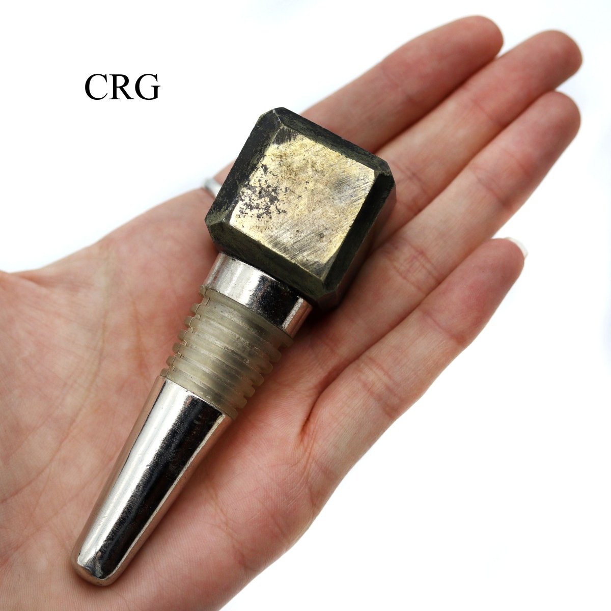 QTY 1 - Iron Pyrite Gemstone Cube Bottle Stopper / 4" AVG
