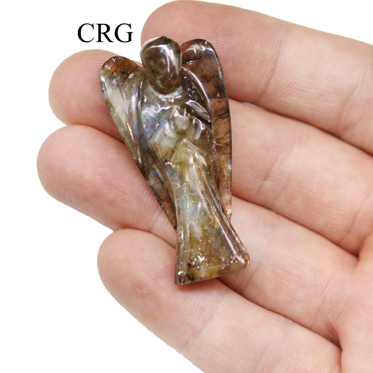QTY 1 - Labradorite Gemstone Pocket Angel / 2" AVG