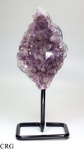 QTY 1 - Natural Rough Amethyst Druzy on Metal Stand / 7"-10" avg.