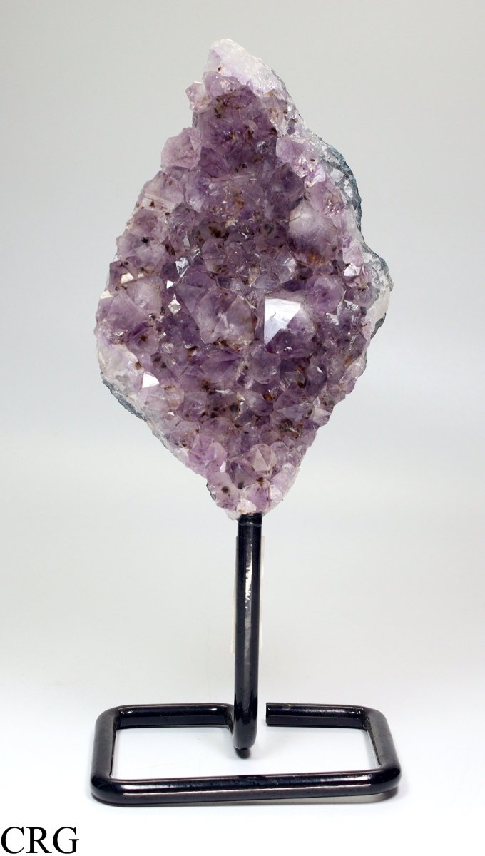 QTY 1 - Natural Rough Amethyst Druzy on Metal Stand / 7"-10" avg.