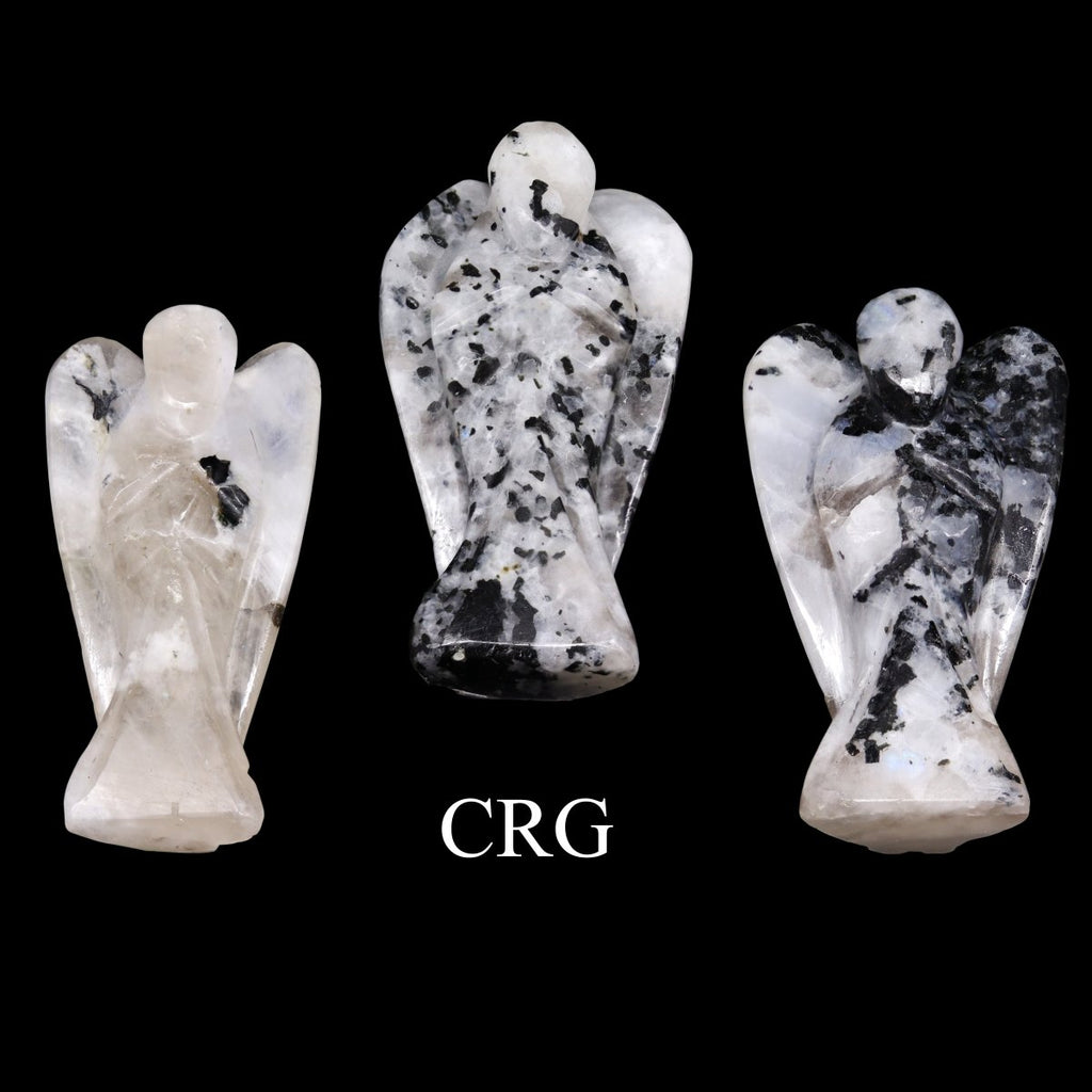 QTY 1 - Rainbow Moonstone Gemstone Pocket Angel / 2" AVG