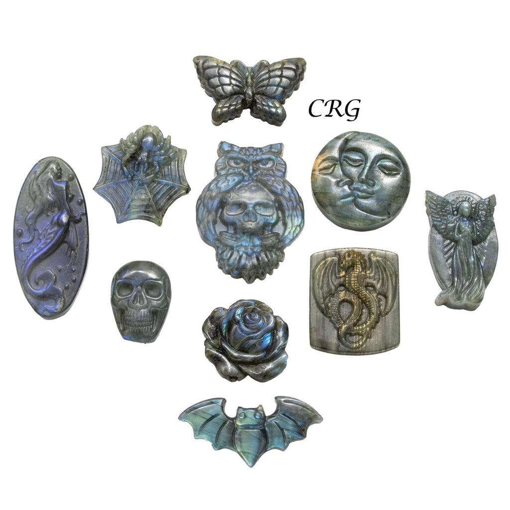 Qty 1 - Rose Labradorite Super Flash Carving