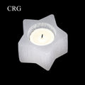 QTY 1 - Selenite 5-Point Star Candle Holder / 3" AVG
