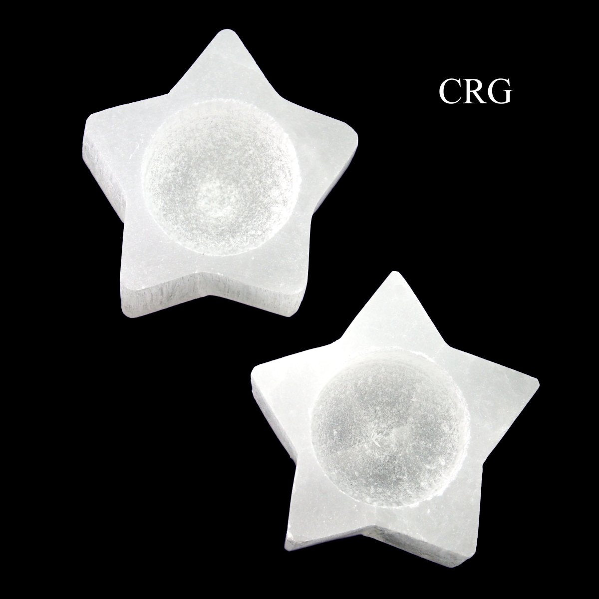 QTY 1 - Selenite 5-Point Star Candle Holder / 3" AVG
