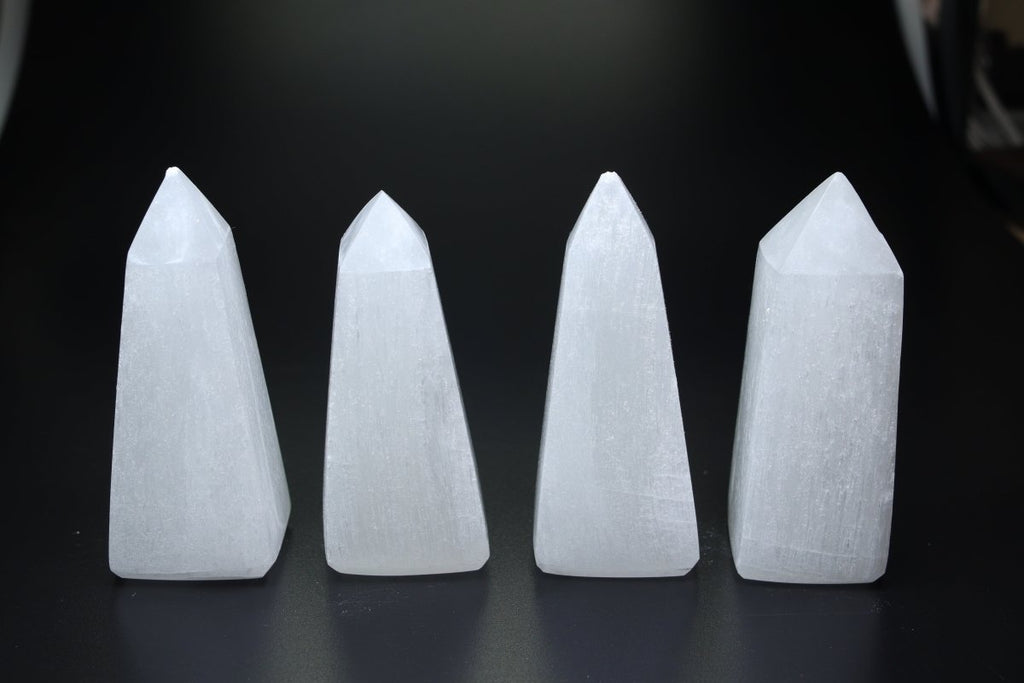 QTY 1 - Selenite Angled Obelisk Tower / 4-4.5" AVG