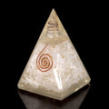 QTY 1 - Selenite Orgonite Pyramid with Copper / 5" AVG