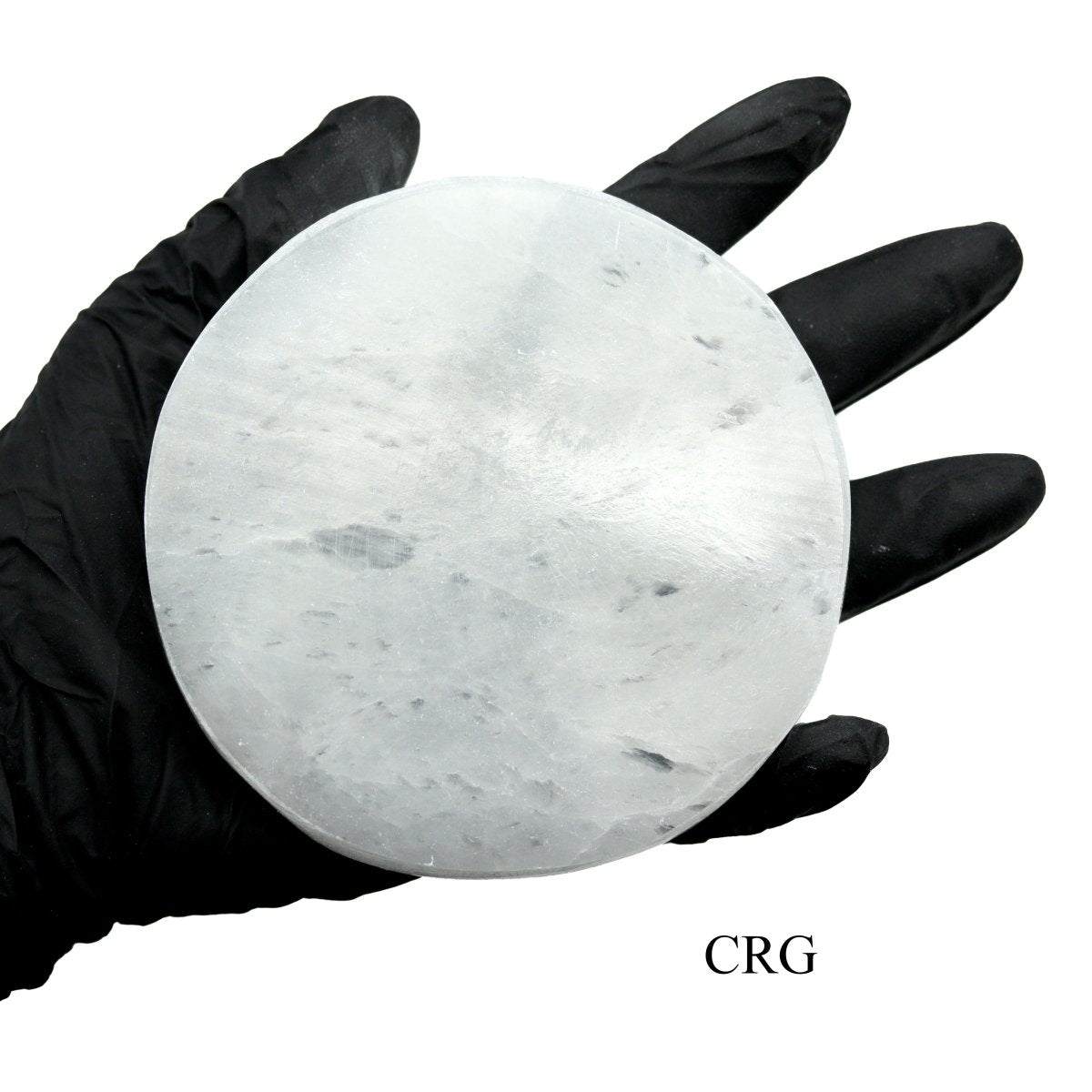 QTY 1 - Selenite Slab Plate - Round / 14cm AVG