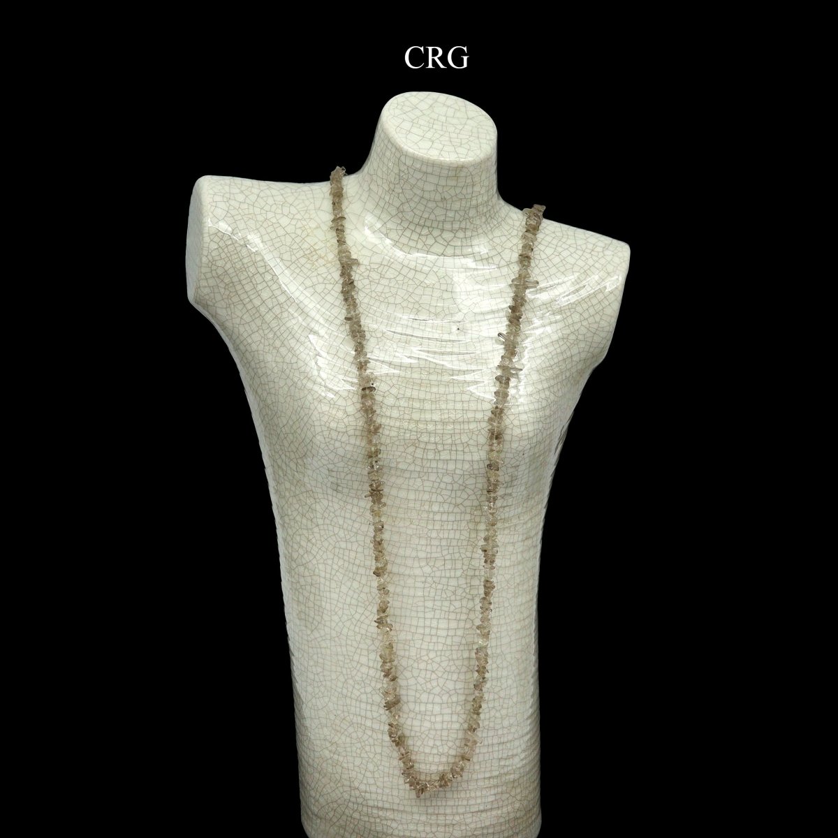 QTY 1 - Smoky Quartz Strand Chip Necklace / 32" AVG