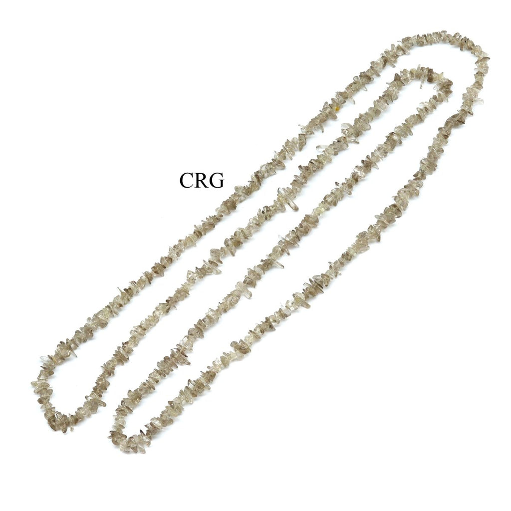 QTY 1 - Smoky Quartz Strand Chip Necklace / 32" AVG
