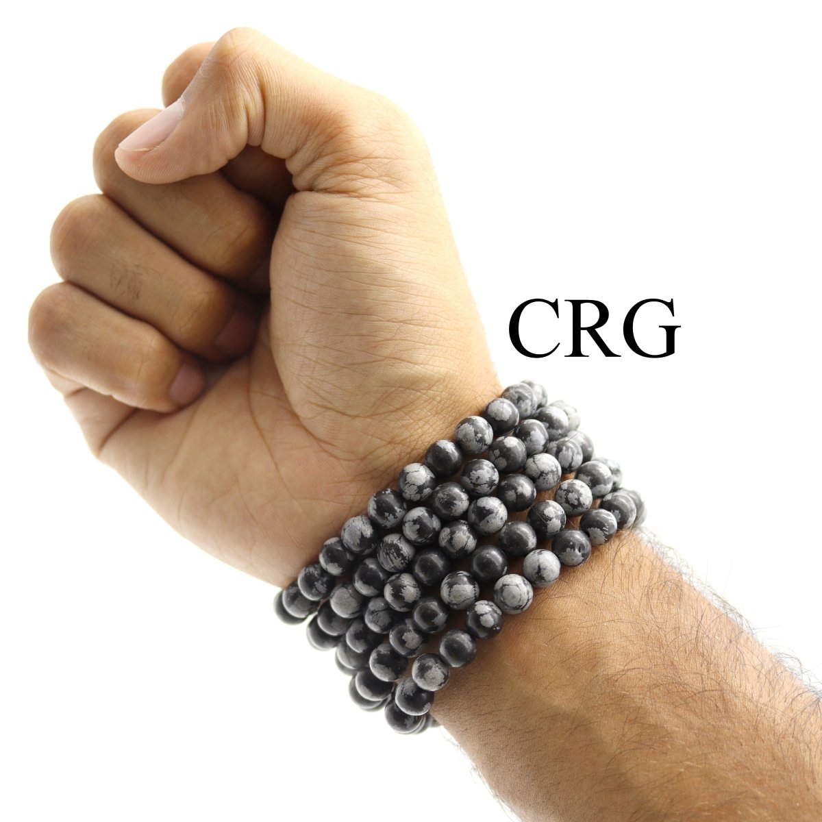 QTY 1 - Snowflake Obsidian Stretch Bracelet / 8mm AVG